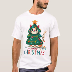 Meowy Funny Christmas Cat T-Shirt