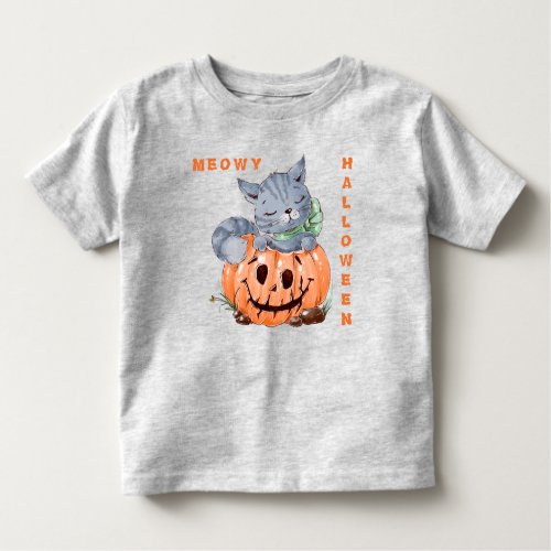 Meowy Jack o Lantern Kitten Halloween Toddler T_shirt