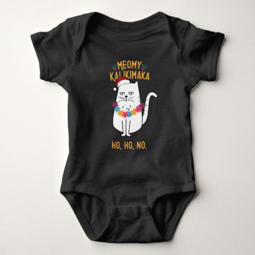 Meowy Kalikimaka Funny Cat Santa Hat Christmas Baby Bodysuit