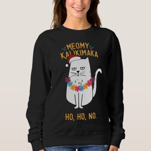 Meowy Kalikimaka Funny Cat Santa Hat Christmas Sweatshirt