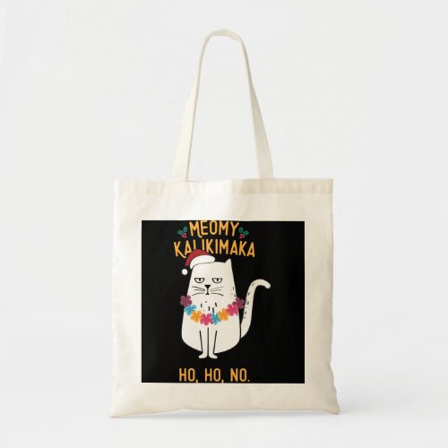 Meowy Kalikimaka _ Funny White Cat Christmas   Tote Bag