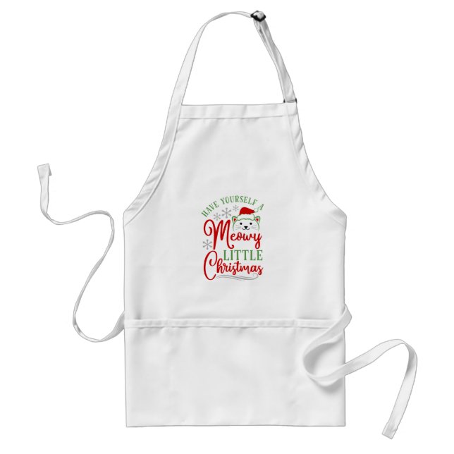Meowy Little Christmas Adult Apron (Front)