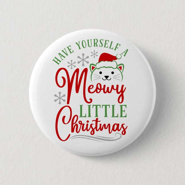 Meowy Little Christmas Button (Front)