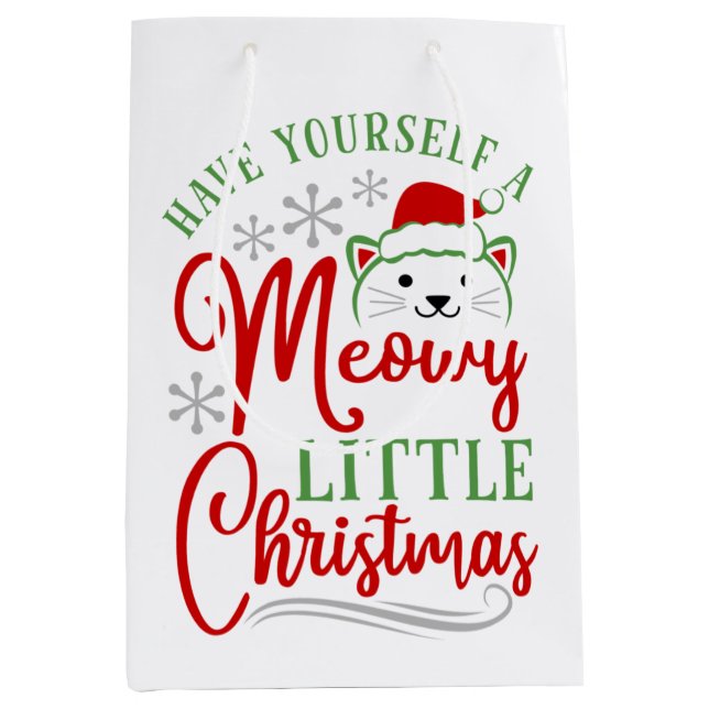 Meowy Little Christmas Medium Gift Bag (Front)