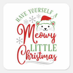 Meowy Little Christmas Square Sticker