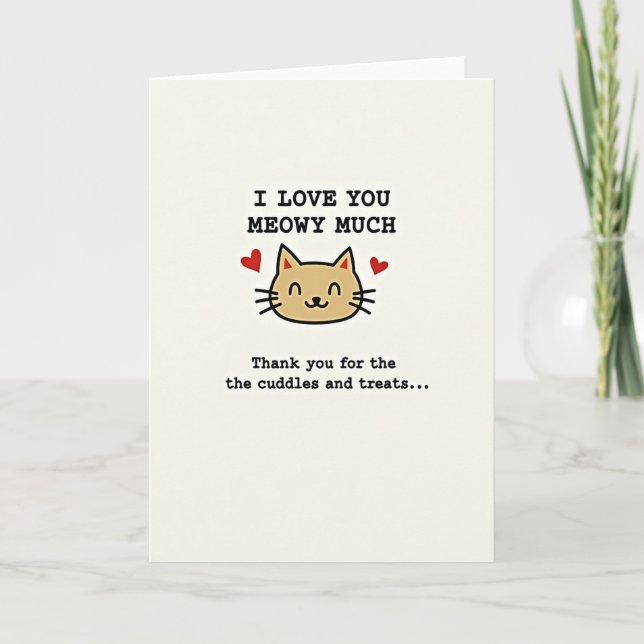 Meowy Love Thank You Cute Cat Card (Front)