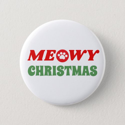 Meowy Merry Christmas Button