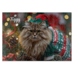 Meowy Norwegian Forest Cat Christmas Personalized  Cutting Board