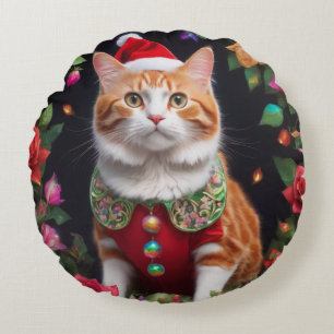  Meowy  Round Pillow