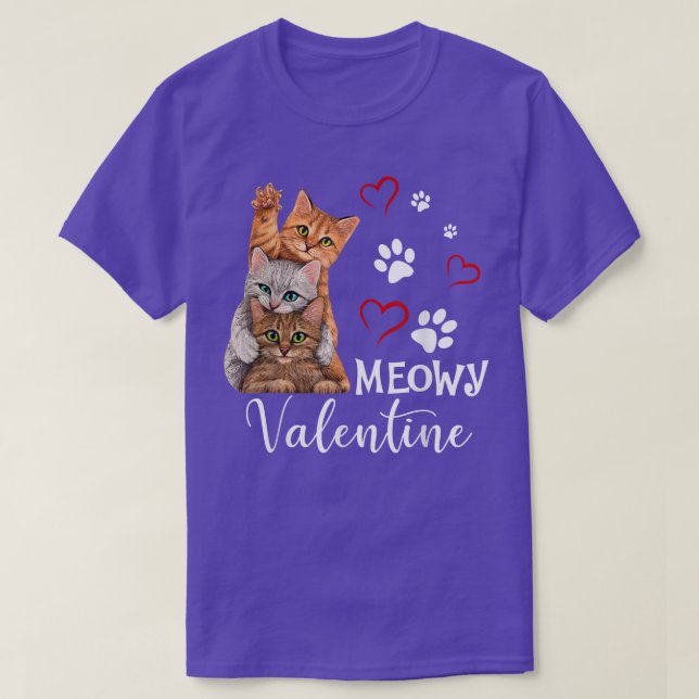 Meowy Valentine Cats Cute Kitten Cat Valentines Da T-Shirt (Design Front)