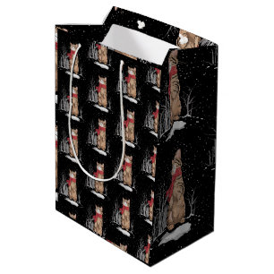Meowy Xmas Cats Christmas Snow Kitten Funny Gift Medium Gift Bag
