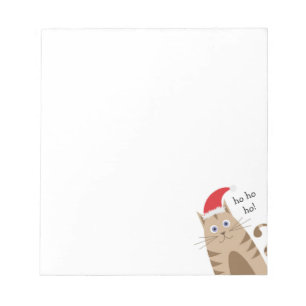 Meowy Xmas funny cat wears santa hat Notepad