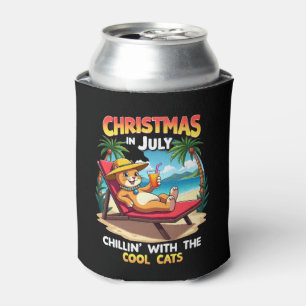Meowy Xmas Summer Christmas In July Chillin Cool C Can Cooler