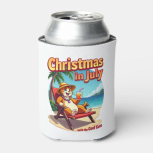 Meowy Xmas Summer Christmas In July Chillin Cool C Can Cooler
