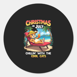 Meowy Xmas Summer Christmas In July Chillin Cool C Classic Round Sticker