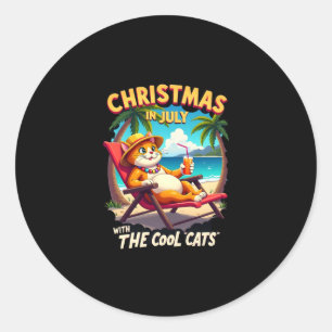 Meowy Xmas Summer Christmas In July Chillin Cool C Classic Round Sticker