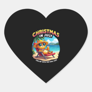 Meowy Xmas Summer Christmas In July Chillin Cool C Heart Sticker