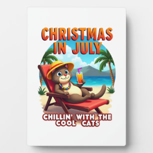 Meowy Xmas Summer Christmas In July Chillin Cool C Plaque