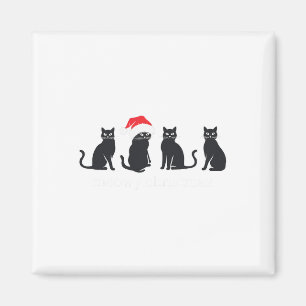Meowys Christmas Black Cat Santa Hats Present Anim Magnet