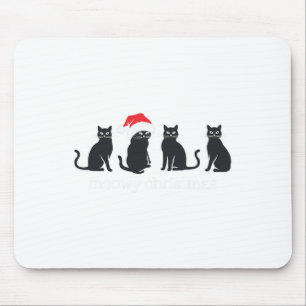 Meowys Christmas Black Cat Santa Hats Present Anim Mouse Pad
