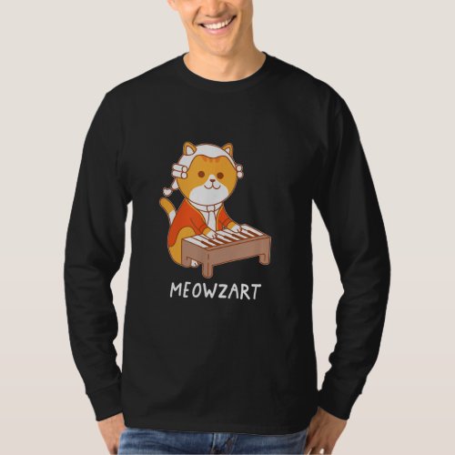 Meowzart Cat Pun Classical Music Piano Funny  T_Shirt