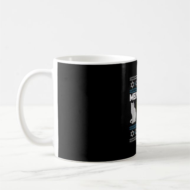 Meowzel Tov Chanukah Jewish Cat Owner Ugly Coffee Mug (Left)