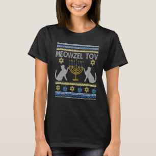 Meowzel Tov Chanukah Jewish Cat Owner Ugly Hanukka T-Shirt