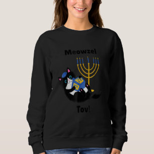 Meowzel Tov Chanukah Jewish Cat Owner Ugly Sweater