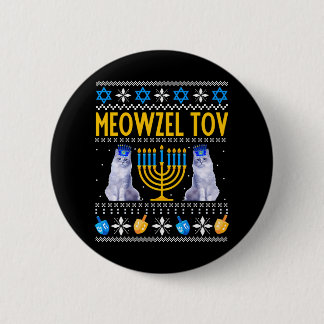 Meowzel Tov Cute Mazel Tov Cat Menorah Hanukkah Button