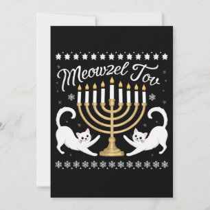 Meowzel Tov Funny Chanukah Hanukkah Ugly Sweater Announcement