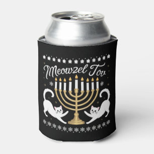 Meowzel Tov Funny Chanukah Hanukkah Ugly Sweater Can Cooler