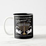 Meowzel Tov Funny Chanukah Hanukkah Ugly Sweater Two-Tone Coffee Mug<br><div class="desc">Meowzel Tov Funny Chanukah Hanukkah Ugly Sweater</div>