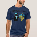 Meowzel Tov Gift Black Cat Mazel Tov Menorah Funny T-Shirt<br><div class="desc">Meowzel Tov Gift Black Cat Mazel Tov Menorah Funny Hanukkah .Cat Christmas Tree Funny Meowy Catmas Design. This Xmas graphic print featuring candy canes, gifts, a Santa hat, and a scarf for the winter holiday season is for cheerful or joyful men, women, boys, girls, kitty, kitten lovers, fur parents, or...</div>