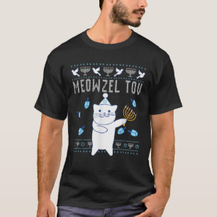 Meowzel Tov Jewish Christmas Cat Funny Ugly Hanukk T-Shirt