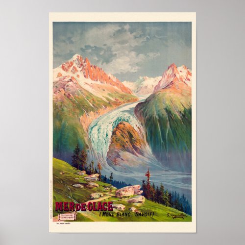 Mer de Glace Mont Blanc France Vintage Poster 1898