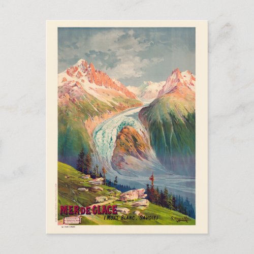 Mer de Glace Mont Blanc France Vintage Poster 1898 Postcard