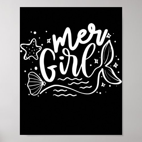 Mer Girl Cute Mermaid Summer Beach Vacation Poster