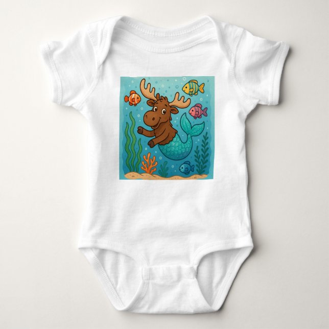 Mer-Moose Magic – Whimsical Undersea Tee for Kids (Front)