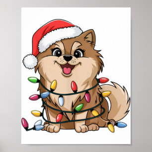 Meranian Christmas Lights Xmas Dogs For Me Poster