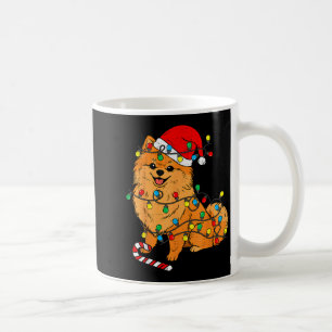 Meranian Dog Christmas Lights Santa Xmas Pet Dog L Coffee Mug