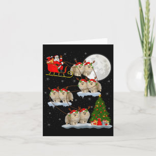 Meranian Dog Santa Sleigh Flying Funny Magical Chr Card