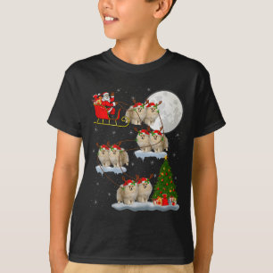 Meranian Dog Santa Sleigh Flying Funny Magical Chr T-Shirt