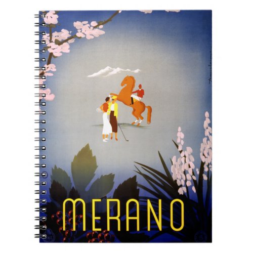 Merano Italy Vintage Travel Poster Restored Notebook