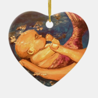 Merbaby at Night Ceramic Ornament