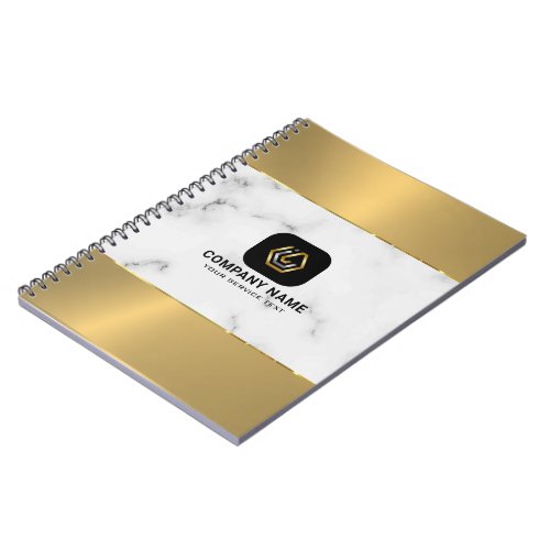 Merble and metallic gold texture custom logo  notebook
