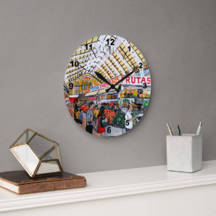 Mercado Central de Valencia Painting by Alfred Fox Large Clock