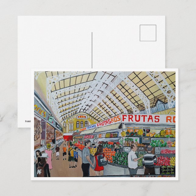 Mercado Central de Valencia Painting by Alfred Fox Postcard (Front/Back)