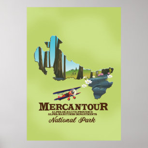 mercantour national park France travel poster map.