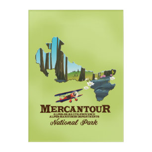 mercantour national park France travel poster map. Acrylic Print