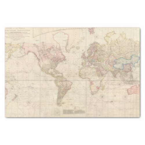 Mercator Map of the World  Tissue Paper